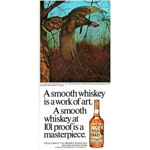 1981 Wild Turkey Kentucky Bourbon Smooth Whiskey Vintage Print Ad 80s Wall Art